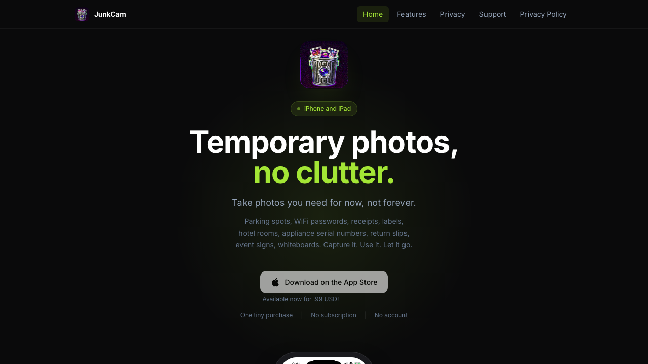 JunkCam website preview